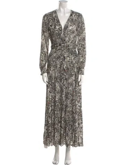 Pre-owned Pinko Printed Long Dress In White