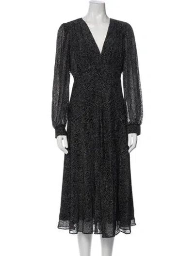 Pre-owned Pinko Printed Midi Length Dress In Black