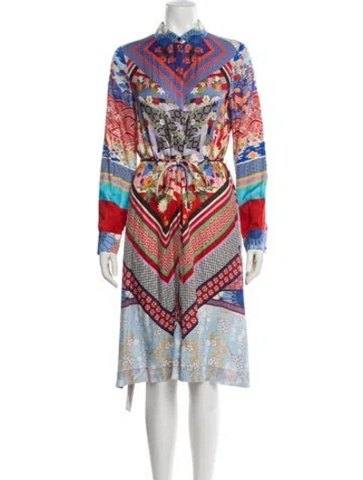 Pre-owned Pinko Printed Midi Length Dress In Blue