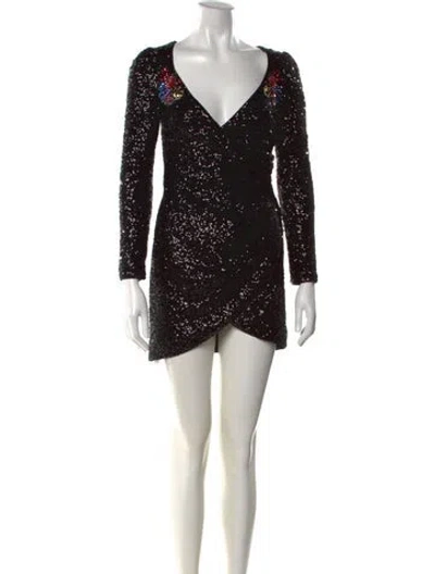 Pre-owned Pinko Printed Mini Dress In Black