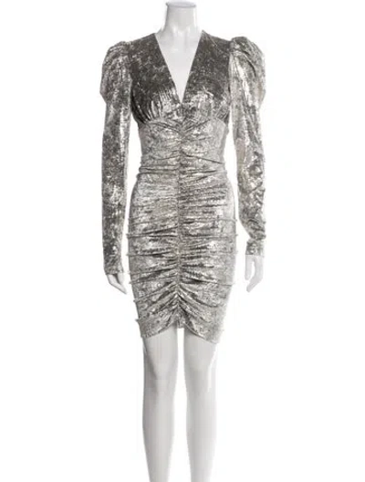 Pre-owned Pinko Printed Mini Dress In Silver