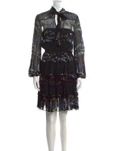 Pre-owned Pinko Printed Mini Dress W/ Tags In Black