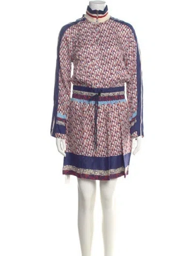 Pre-owned Pinko Printed Mini Dress W/ Tags In Blue