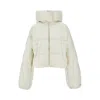 Pinko Short Down Jacket In Logo-print Technical Canvas In White