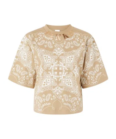 Pinko Printed T-shirt In Multicolore Beige/blanc