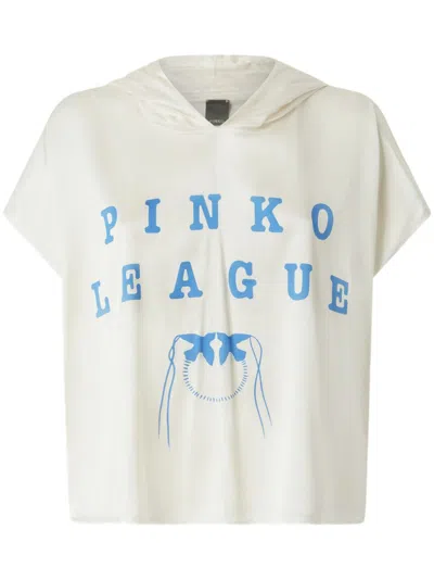Pinko Printed T-shirt In White/cornf. Blue