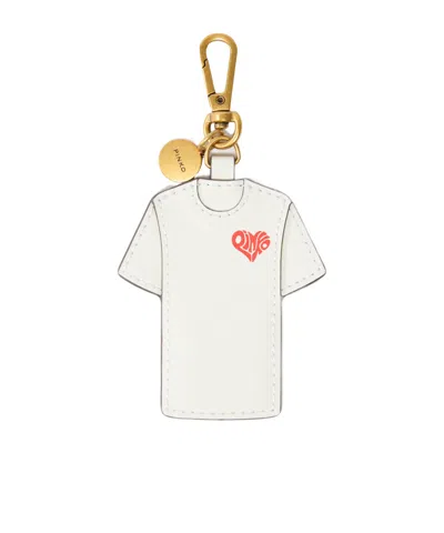 Pinko Printed T-shirt Charm Keyring In White