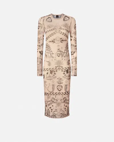 Pinko Printed Tulle Dress In Neutral