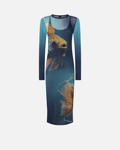 Pinko Printed Tulle Dress In Multi
