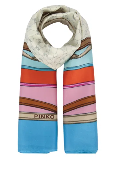 Pinko Printed Twill Foulard Scarf In Multi