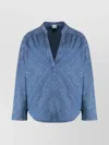 Pinko Printed V-neck Denim Blouse In Blue