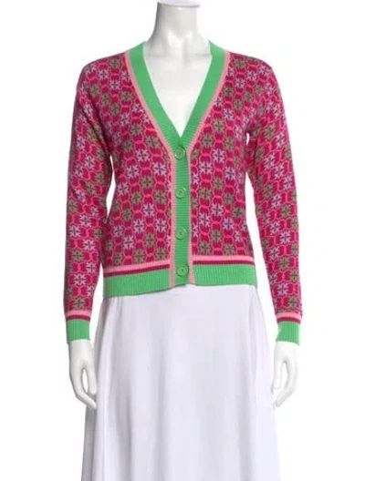 Pre-owned Pinko Printed V-neck Sweater In Pink