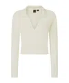 Pinko Short Cashmere-blend Sweater With Collar In White