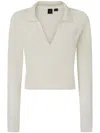 Pinko Short Cashmere-blend Sweater With Collar In White