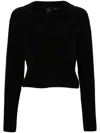 Pinko Short Cashmere-blend Sweater With Collar In Black