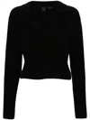 Pinko Short Cashmere-blend Sweater With Collar In Black