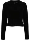 Pinko Short Cashmere-blend Sweater With Collar In Black  