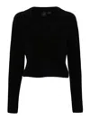 Pinko Short Cashmere-blend Sweater With Collar In Black