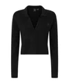 Pinko Short Cashmere-blend Sweater With Collar In Black