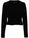 Pinko Short Cashmere-blend Sweater With Collar In Black