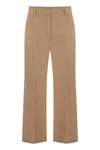 Pinko Protesilao Linen Blend Cropped Trousers In Camel