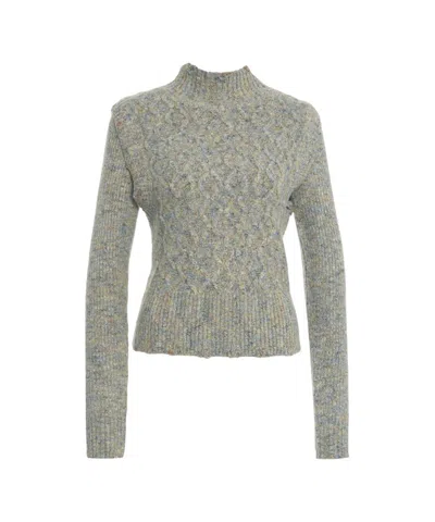 Pinko 'proud Mary' Cable-knit Sweater In Gray