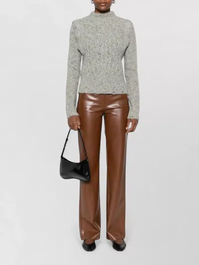 Pinko Proud Mary High Neck Jacquard Knit Top In Gray