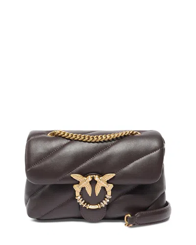 Pinko Puff Mini New Buckle Quilted Leather Crossbody In Black