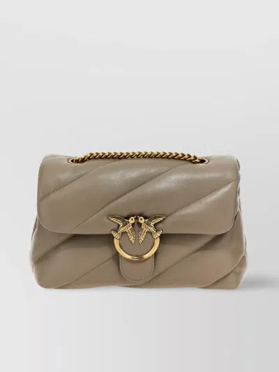 Pinko Puff Quilted Chain Strap Crossbody Bag In Brown