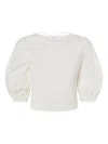 Pinko White Solid Round Neck Top In White