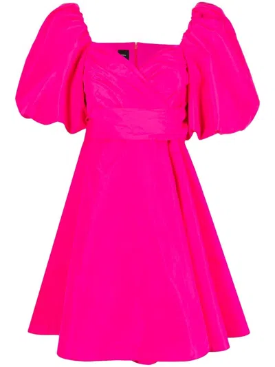 Pinko Puff-sleeve Flared Dress In Rosa