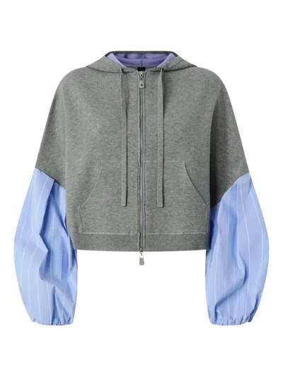 Pinko Puff-sleeve Hoodie In Gray