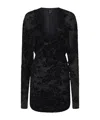 Pinko Mini Dress With Textured Floral Pattern In Black