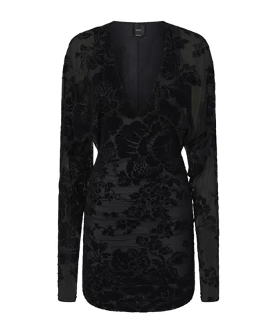 Pinko Puff-sleeve Mini Dress In Black