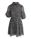 Pinko Puff Sleeve Mini Dress In Animal Print Polyester In Multi