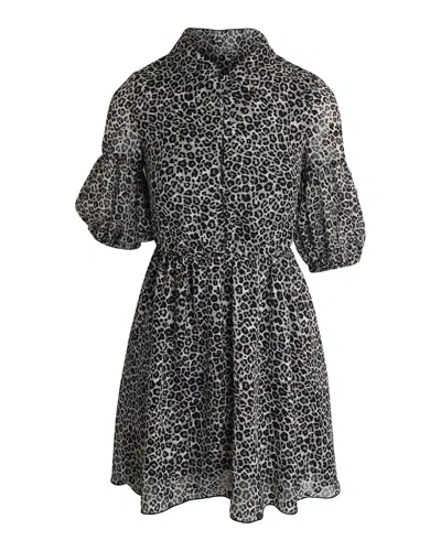 Pinko Puff Sleeve Mini Dress In Animal Print Polyester In Multi