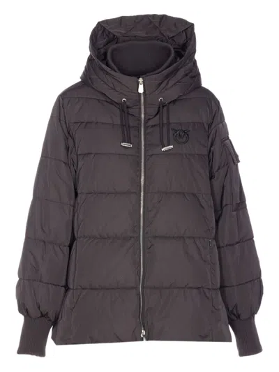 PINKO PINKO PUFFER JACKET WITH HOOD AND HORIZONTAL QUILTING