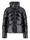 Pinko Cropped Black Down Coat With Glossy Finish And High Collar In Black