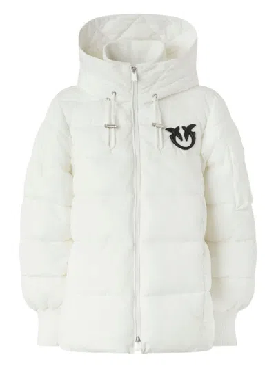 PINKO PINKO PUFFY WHITE JACKET WITH ZIP-UP FRONT AND COZY HOOD