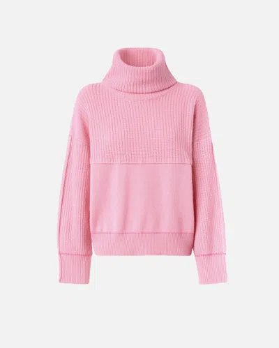 Pinko Fine Wool And Cashmere Turtleneck Jumper In Cashmere Pink