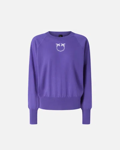 Pinko Sweater With Love Birds Logo In Purple