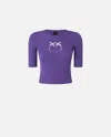 Pinko Ribbed Sweater With Transparent Love Birds Logo In Blue
