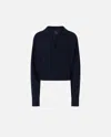 Pinko Short Cashmere-blend Sweater With Collar In Dark Navy Blue