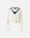Pinko Varsity-style Fleece Hoodie In Multi Bianco/blu