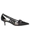 Pinko Black Mid-heel Pumps With Stylish Cutouts And Buckle Detail