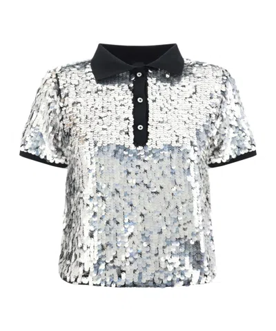 PINKO PINKO PUPAZZO SEQUIN EMBELLISHED SHORT-SLEEVED POLO TOP