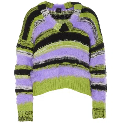 Pinko Purple Marabou Sweater In Multi