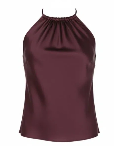 Pinko Purple Thin Strap Sleeveless Top In Burgundy