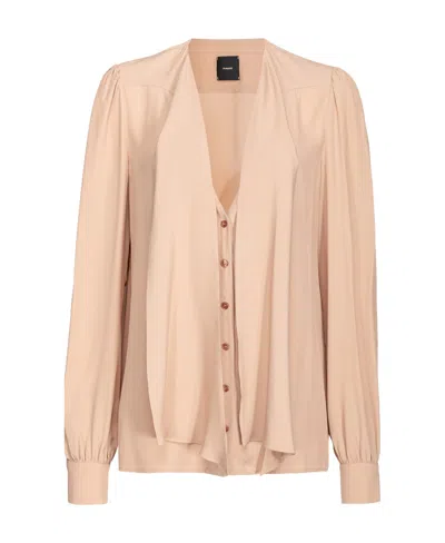 Pinko Pussy-bow Collar Shirt In Nude