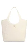 Pinko Puzzle-quilted Leather Shopper Bag With Logo Plate